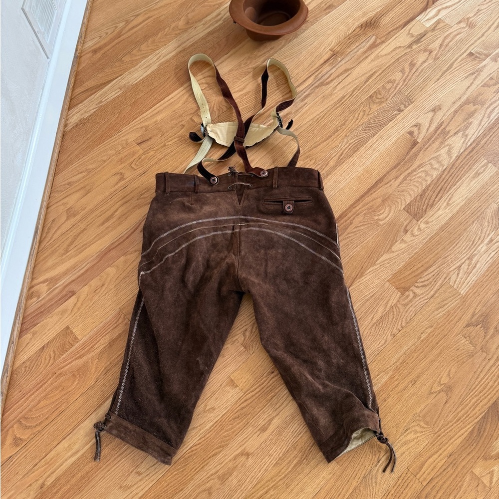 Bavaria Trachten German lederhosen men short dark brown authentic - Picture 5 of 10